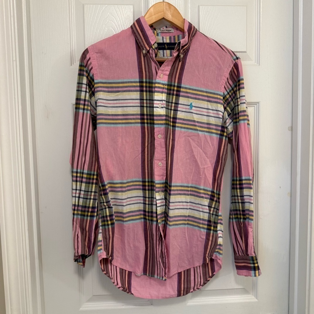 Like New Polo Ralph Lauren Madras Cotton Button Down Long Sleeve Shirt